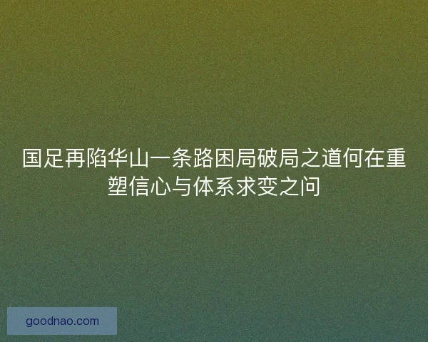 国足再陷华山一条路困局破局之道何在重塑信心与体系求变之问 国足再陷华山一条路困局破局之道何在重塑信心与体系求变之问